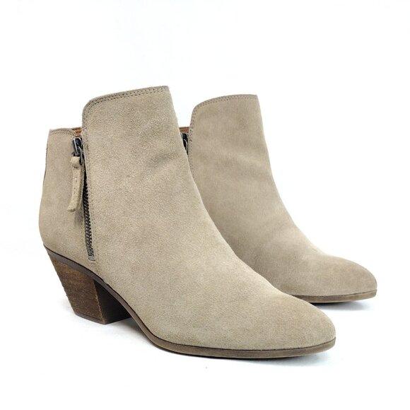 Frye Womens Boots Size 9 Suede Booties Taupe Block Heel Western Cowgirl Boho - Picture 1 of 12